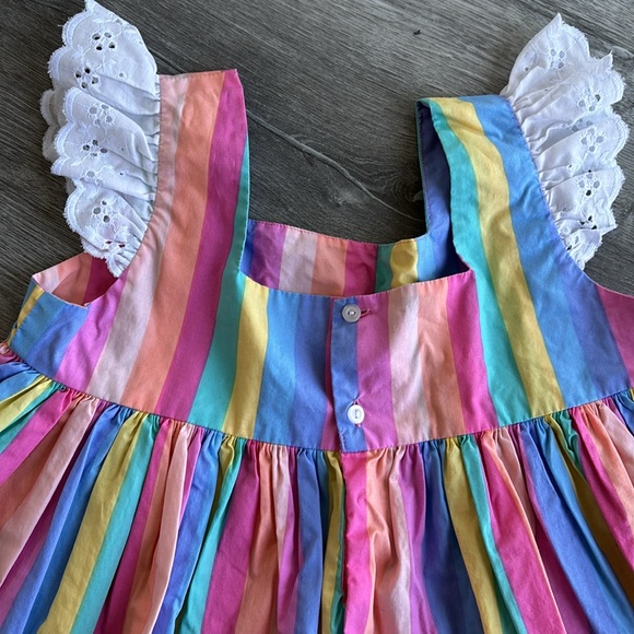 Colorful Striped Eleanor Rose Dress with Lace Trim - Picture 3 of 3